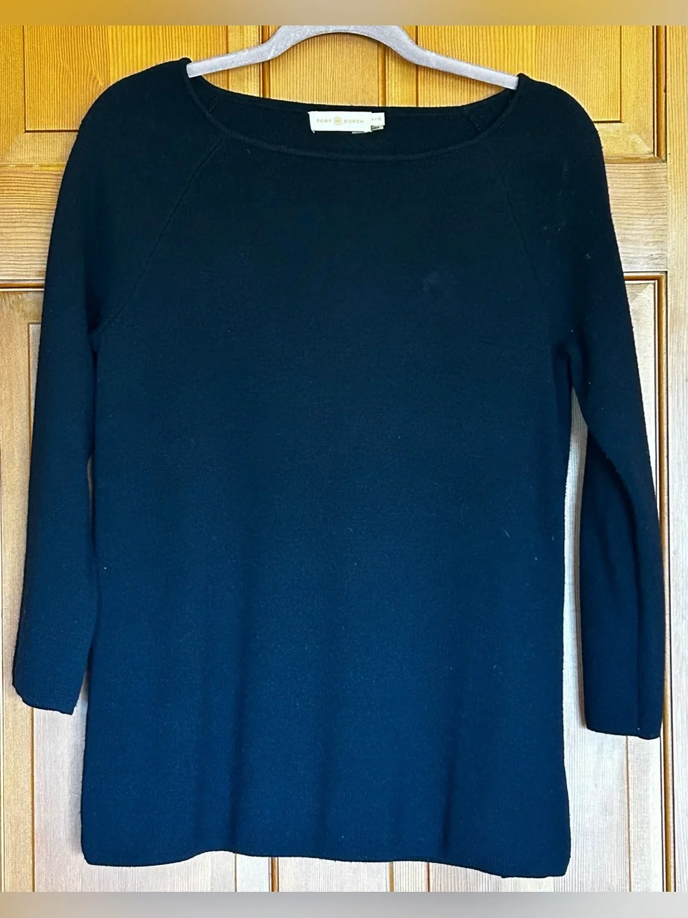 Tory Burch Black Scoop Neck Long Sleeve Sweater XS